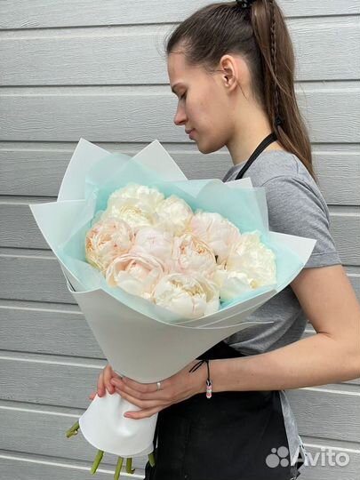 Белые пионы, цветы, букет