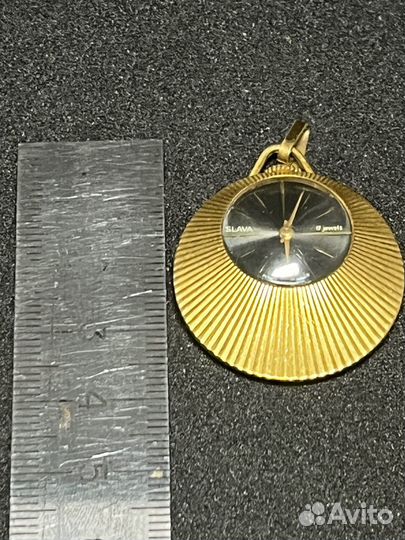 Часы кулон Слава Au позолота женские на ходу