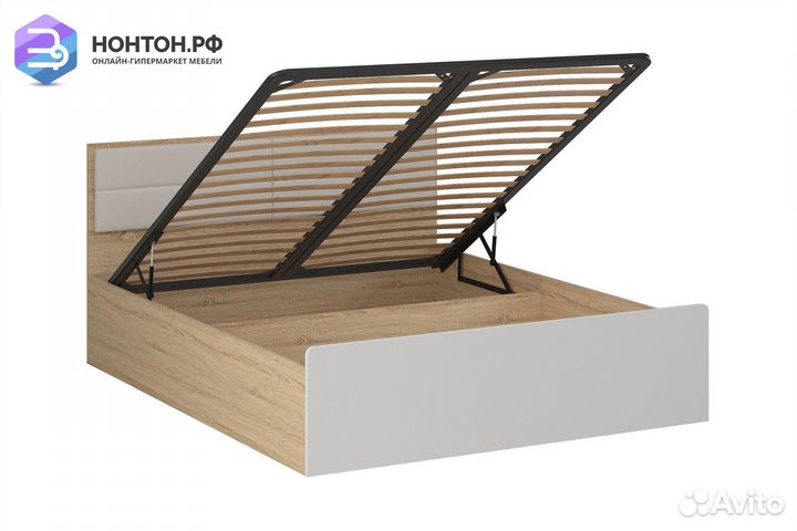 Кровать Норд 1.6 м дуб сонома / софт пломбир