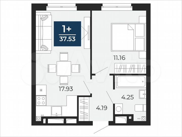 1-к. квартира, 37,5 м², 3/24 эт.