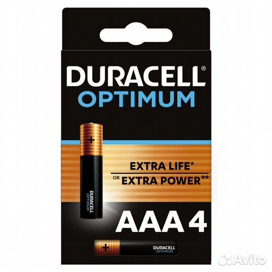 Батарейка duracell Optimum LR03 AAA блистер 4шт
