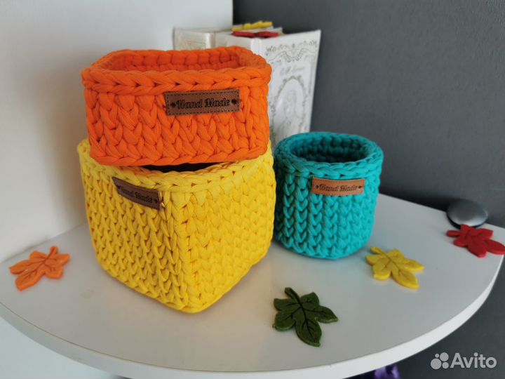 Корзинка из трикотажной пряжи