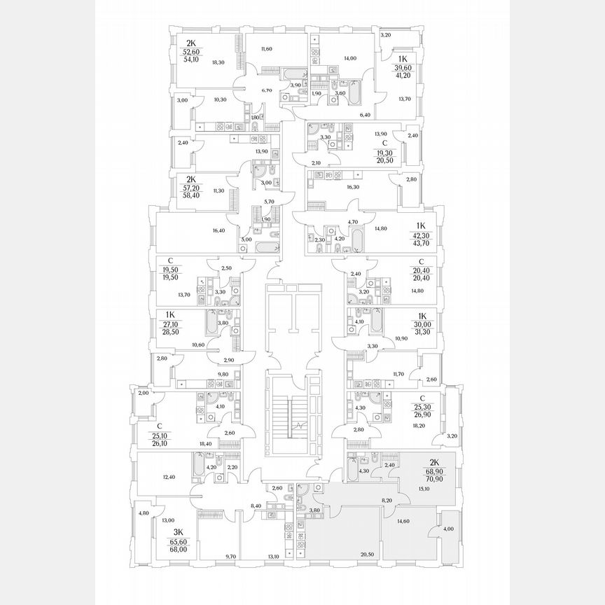 2-к. квартира, 70,9 м², 3/13 эт.