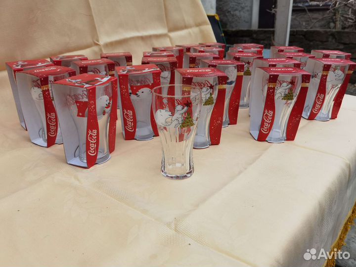 Стаканы стекло кока кола новогодние мишки