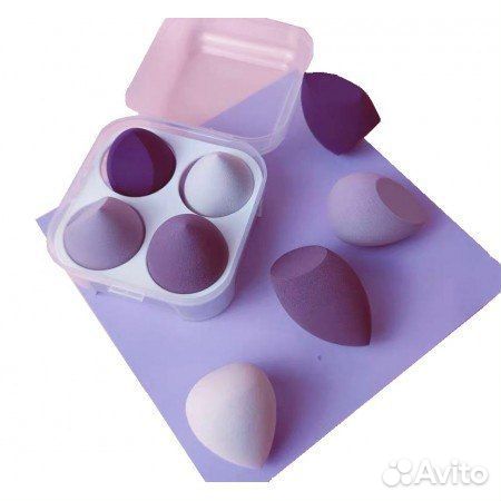 Набор спонжей для макияжа в футляре 4 в 1