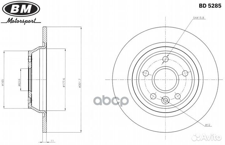 Диск тормозной зад прав/лев BD5285 BM-Motors