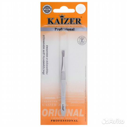 Пинцет для бровей kaizer 9см прямой матовый металл