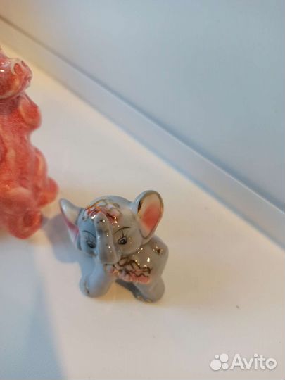 Статуэтки керамика собачка и слоник