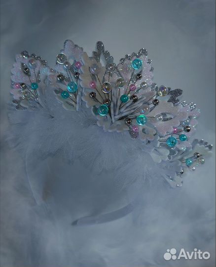 Новогодний ободок для девочки снежинка корона