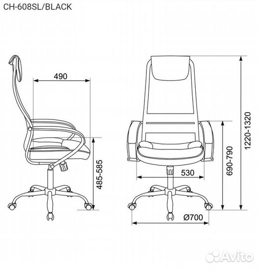 Кресло для руководителей бюрократ CH-608SL Чёрный