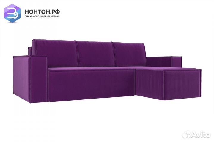 Диван угловой еврокнижка Куба микровельвет фиолето