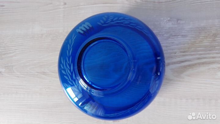 Ваза конфетница синий хрусталь СССР