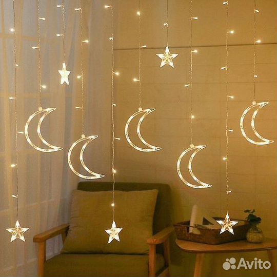 Гирлянда Звезды и Луна оптом