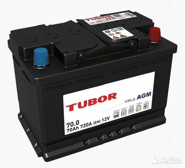 Аккумулятор AGM 70 ач Tubor на Бмв Ауди Мерседес