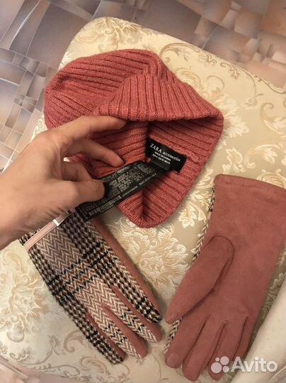 Комплект перчатки и шапка zara