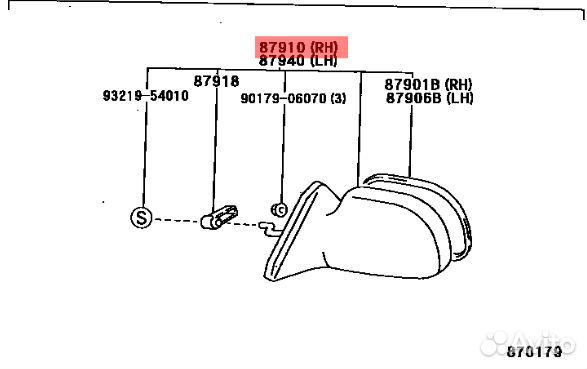 Зеркало правое Toyota Land Cruiser 200 2015