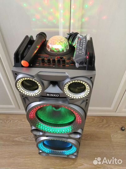 Блютуз колонка с дискошаром огромная мдф новая