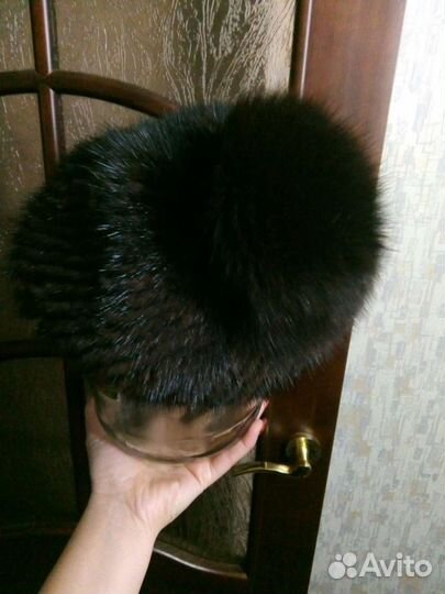Шапка норковая вязаная