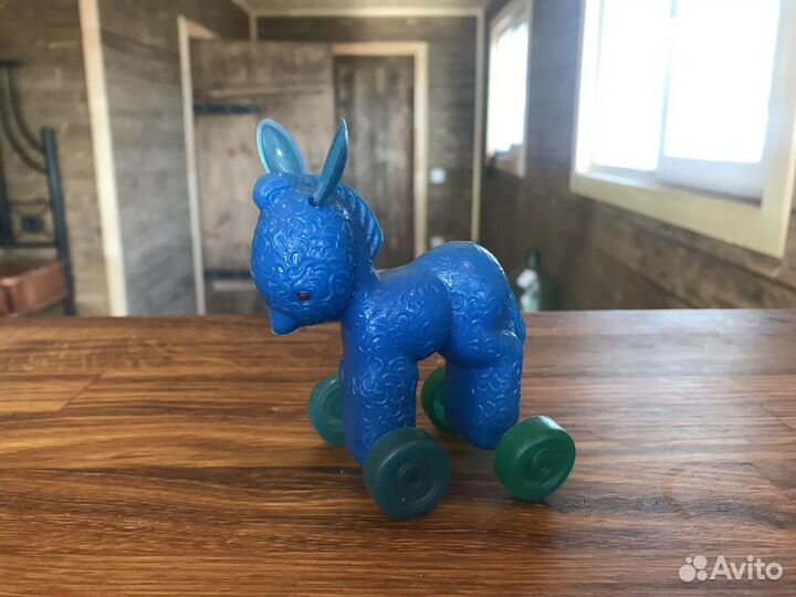 Ослик на колесиках. Игрушка СССР. Кукла СССР