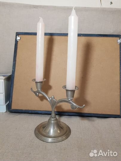 Подсвечник на две свечи (1,5-2 см) из олова