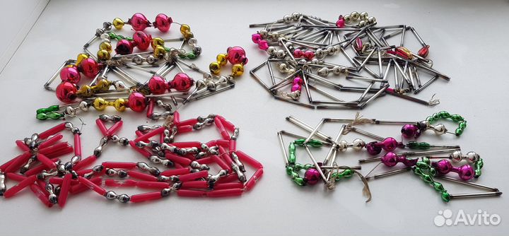 Елочное украшение. Бусы на елку. Стеклярус СССР