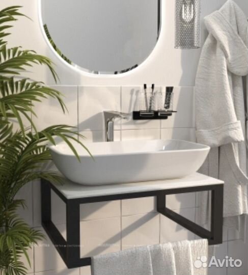 Столешница из керамогранита с кронштейнами 60см