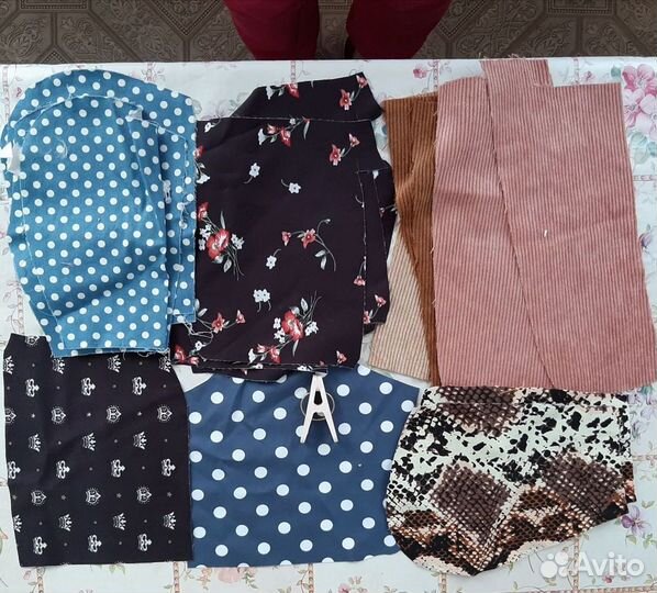 Обрезки разных тканей 100р