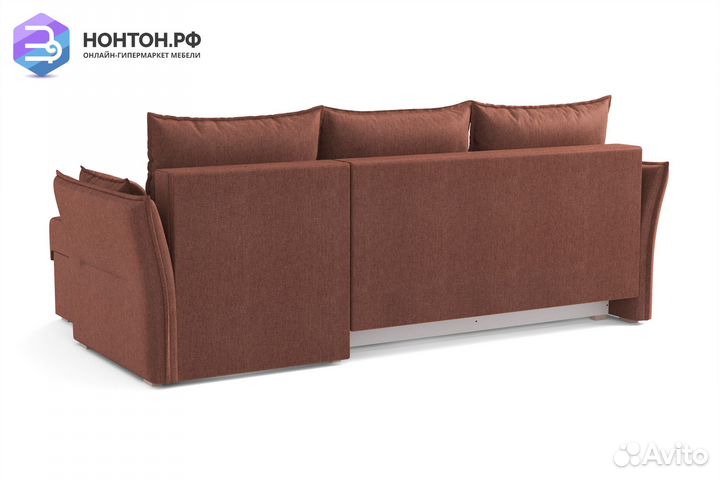 Диван угловой еврокнижка Бруклин коричневый