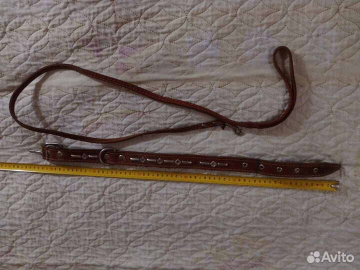 Поводок с ошейником натуральная кожа б.у