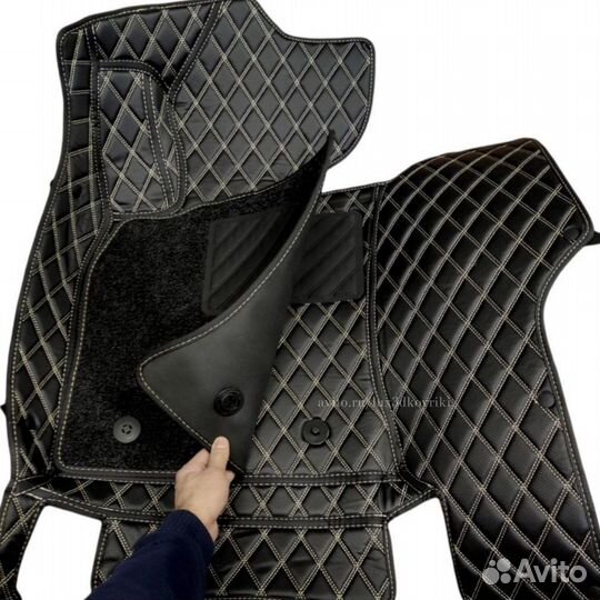 Коврики премиум Mercedes E W213 +ворс. Чёрн/беж