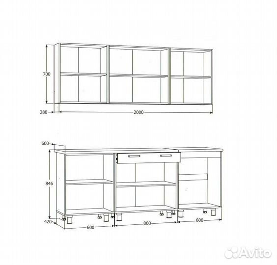 Кухонный гарнитур 2 метра новый в наличии