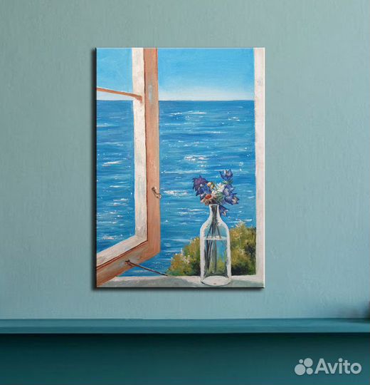 Картина Море Вид из Окна, море и солнце пейзаж