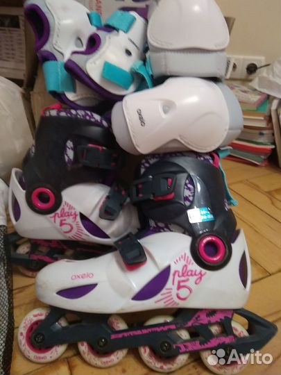 Роликовые коньки 34-36 с защитой