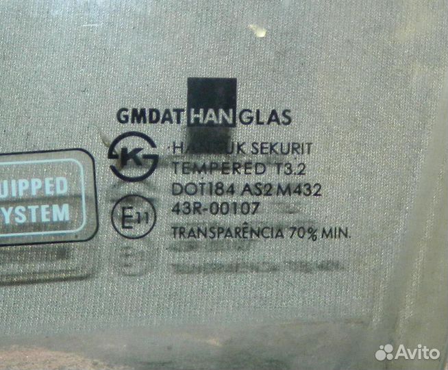 Стекло двери передней левой Chevrolet Aveo T250/T2