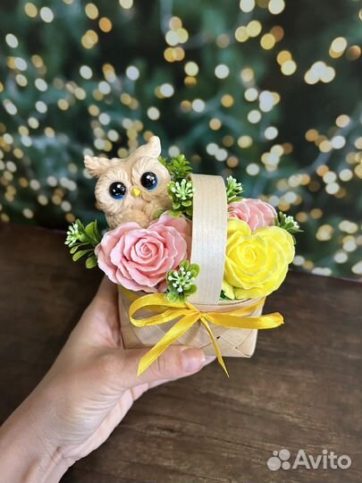 Букет из мыла ручной работы в корзине