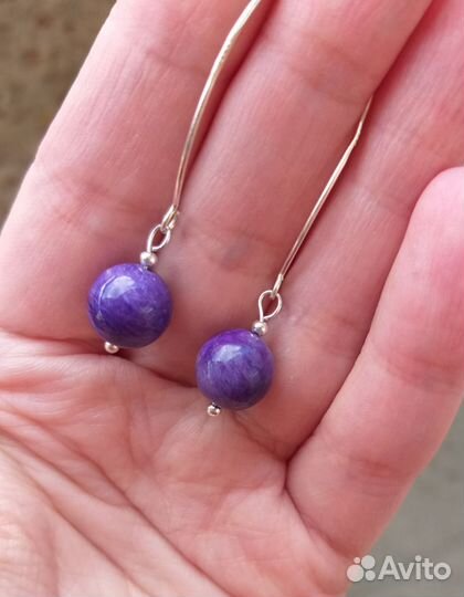 Серебряные серьги с Чароитом