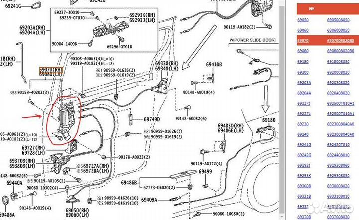Ручка внутренняя задняя правая Toyota Sienna III
