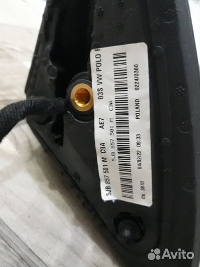 Зеркало заднего вида боковое Volkswagen Polo Rapid