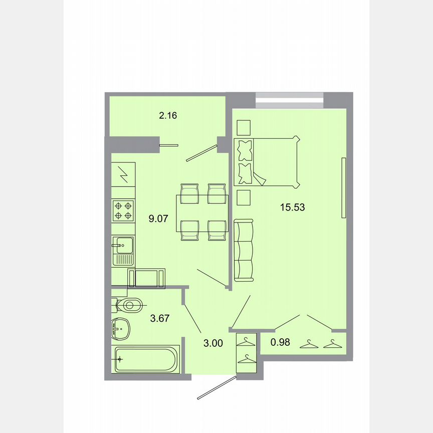 1-к. квартира, 33,3 м², 10/20 эт.