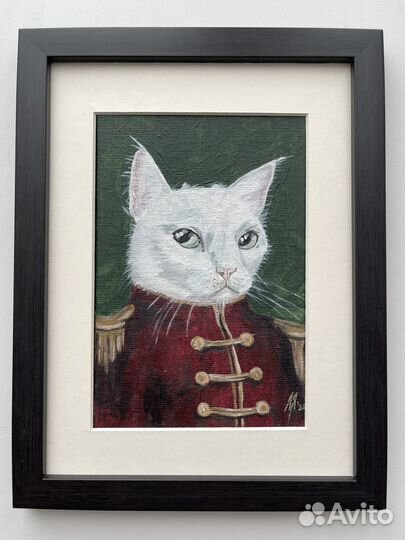 Картина Кот гусар 10х15 холст