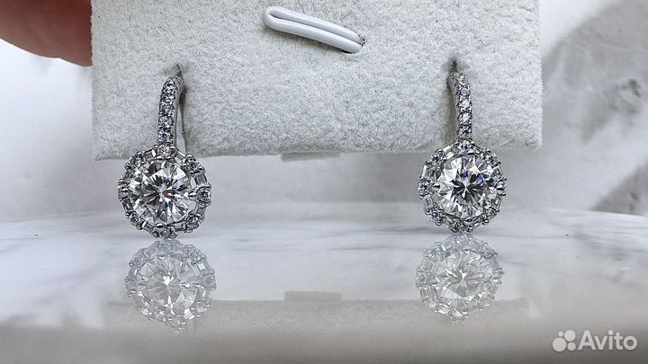 Серьги 2 карата бриллиант(муассанит)