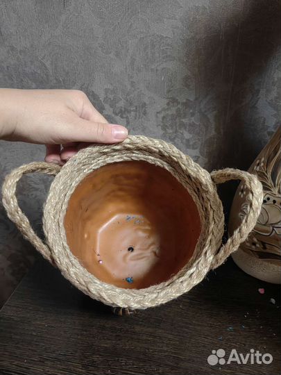 Горшок джут декоративный ручная работа