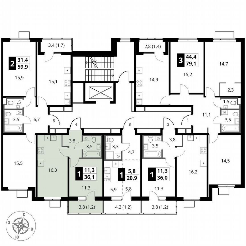 1-к. квартира, 36,1 м², 7/18 эт.