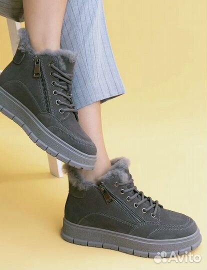 Зимние женские натуральные ботинки