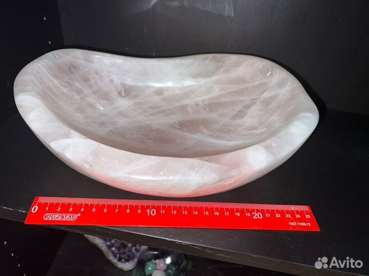 Шикарная большая чаша из розового кварца