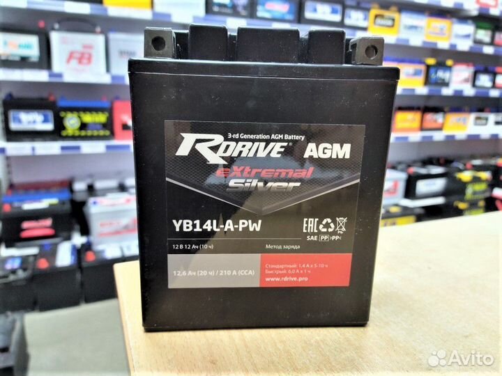 Доставка Акб 12Ач R-Drive YB14L-A-PW (аналог ytx14