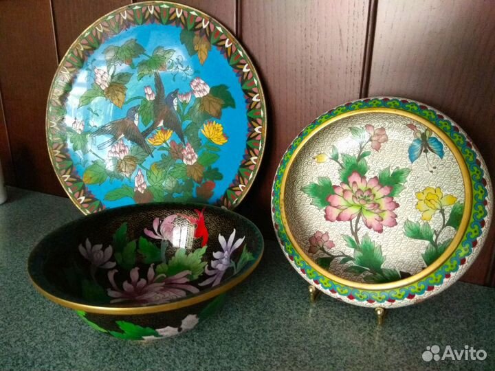Конфетница, клуазоне, перегородочная эмаль, антикв