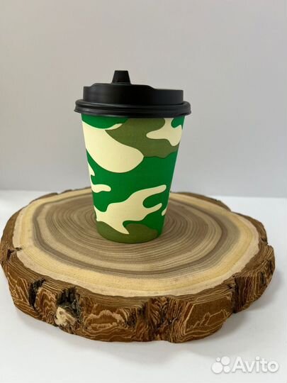 Бумажные стаканчики 350 мл камуфляж/хаки/милитари