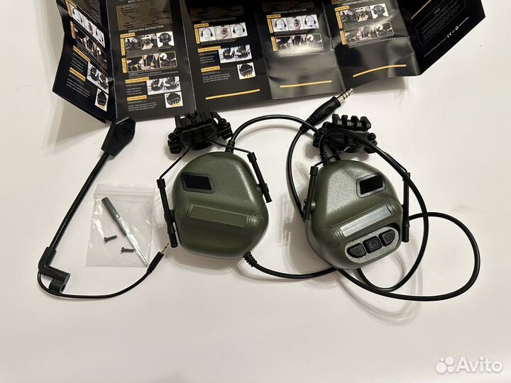 Тактические наушники активные с креплением