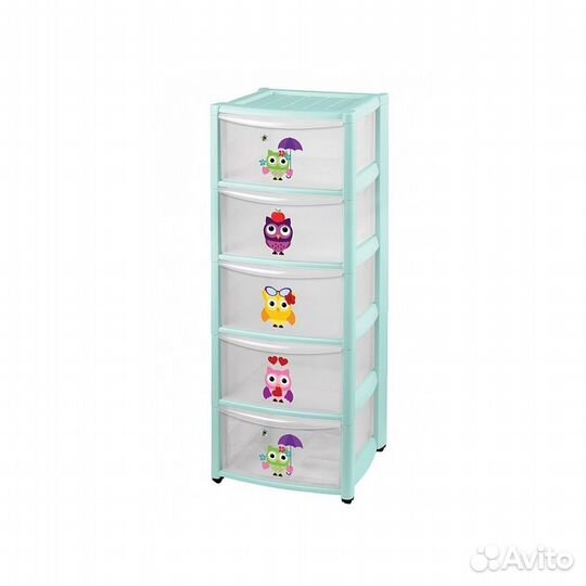 Комод детский 5-ти секц. на колесиках зеленый 390